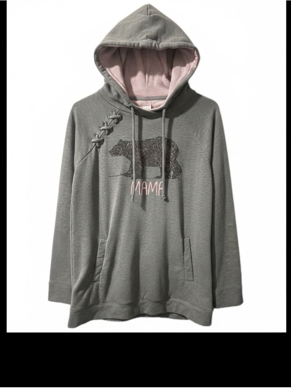 Maurices light green Hoodie Tunic with Pink Accent - Mama Bear Graphic